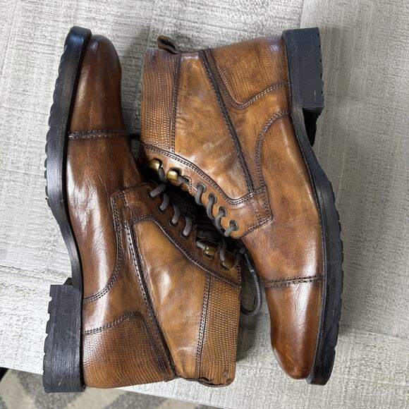 Kenneth Cole Reaction Men’s Boot Brewster Combat Leather Lace Up Brown Size 7 - Picture 5 of 9